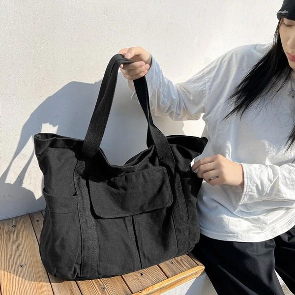 Abendtaschen Damen Handtasche Canvas Einkaufstasche Qualitätsstoff für mehrere Taschen Studentenbuch Große Kapazität Straße Reißverschluss