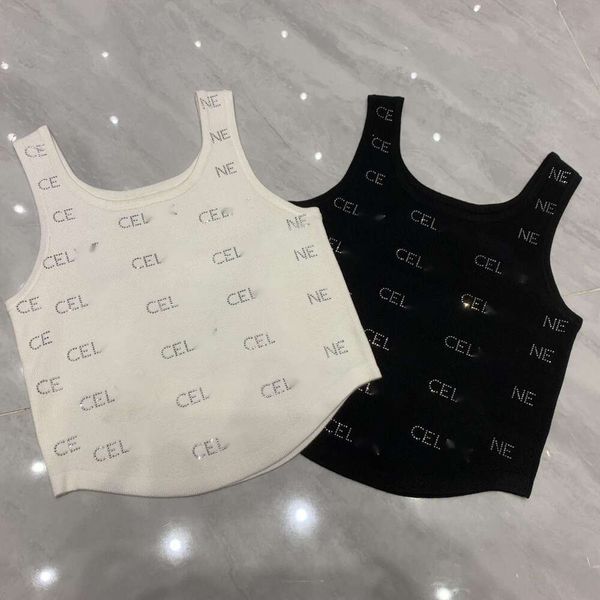 Celinnes colete designer de qualidade original feminino tanques camis original padrão qualidade cinta colete feminino novo diamante quente carta de malha curto topo na moda