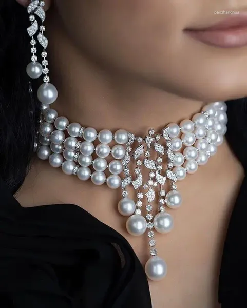 Collane con ciondolo Jankelly Nigeria 2 pezzi Set di gioielli da sposa con zirconi per le donne Festa di lusso Dubai CZ Crystal Wedding