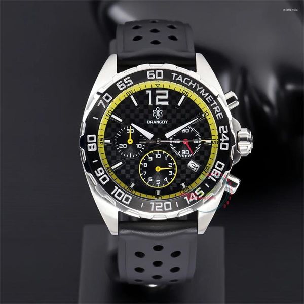 Relógios de pulso 2024 Chronograph K64 Quartz Black Dial Relógio Masculino Pulseira de Borracha Esportes 43mm Data Automática Relogios Masculino