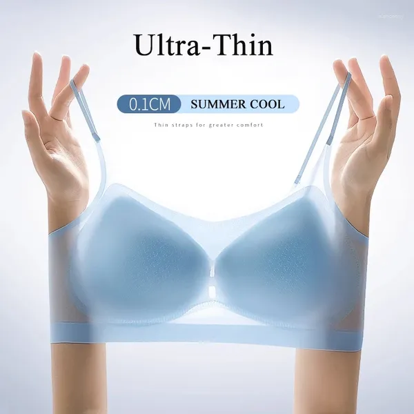 BHs Frauen Sexy Push-Up-BH Nahtlose ultradünne Eisseide Dessous Wireless Bralette Unterwäsche Luftkühlung Büstenhalter mit Pad