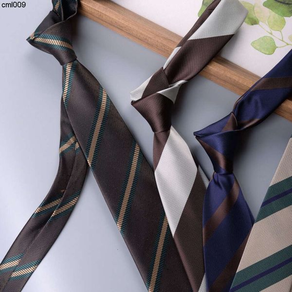 Designer gravata seda na moda mens listrado mão atada britânico marrom verde azul terno camisa versátil 6o3s