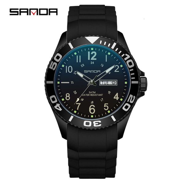 Sanda 9005 Médio Moda, Lazer, Simples e Personalizado Visão Noturna Fluorescente Digital Dual Display Calendário Relógio de Quartzo