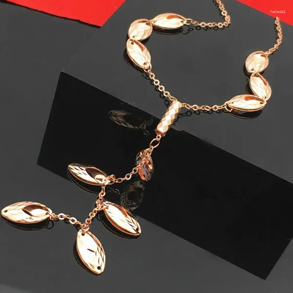 Anhänger Halsketten 14K Farbe Gold Überzogene Halskette Weibliche Rose Russische 585 Lila Produkt Fisch Mund Kette Quaste Set Exquisit