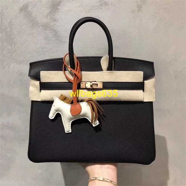 Borse tote in vera pelle Bk Habdbags Trenta Yuan la stessa borsa in platino 25togo Borsa da donna in pelle portatile con strato superiore in pelle bovina Borsa di fascia alta nera con logo HBK2V7