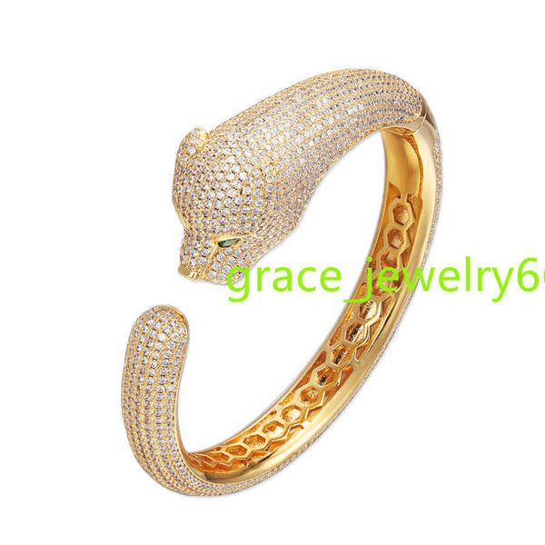 Nove jóias beleza moda estilo popular conjunto completo zircão leopardo aberto pulseira anel conjunto exagerado jóias banhadas a ouro