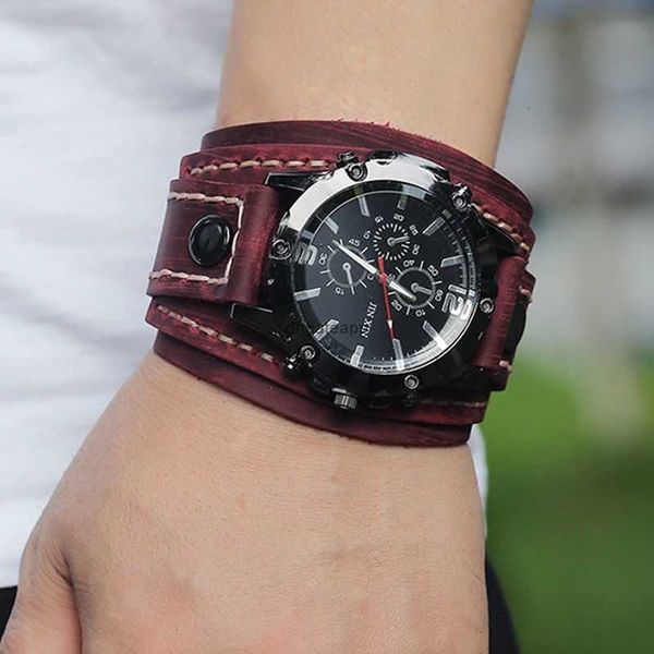 Herren-Sport-Armbanduhr, Punk-Armbanduhr, Nischen-Retro-Armband, Herren-Ethno-Stil, elektronisches amerikanisches Echtlederarmband