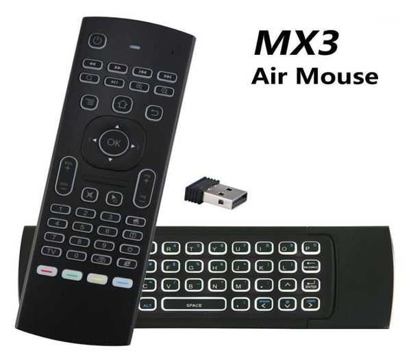 Controladores remotos MX3 Backlit Air Mouse T3 Controle de voz inteligente MX3L 24G IR Learning Teclado sem fio para Android TV Box19965858