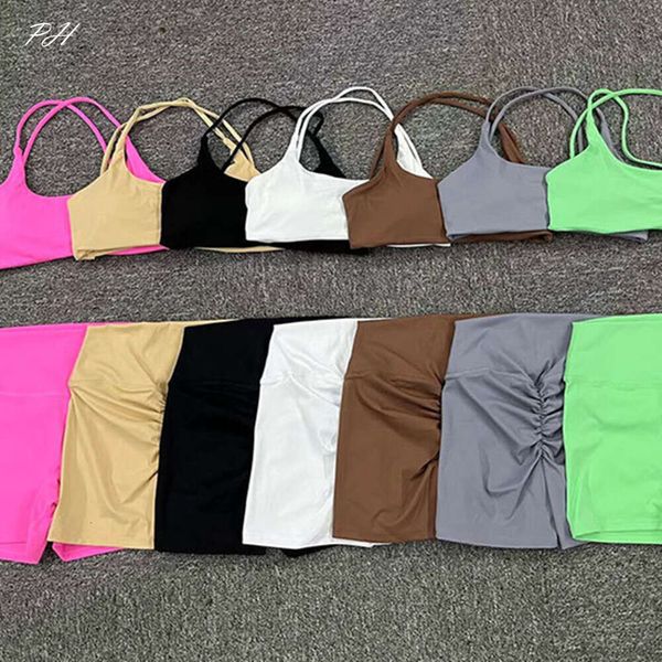 Lu Align Align Lu Limão Beleza Yoga Novos Conjuntos 2pcs Mulheres Terno Elástico Nu Running Fiess Set Sexy Cross Back Sport Bra Shorts Apertados 2024 G