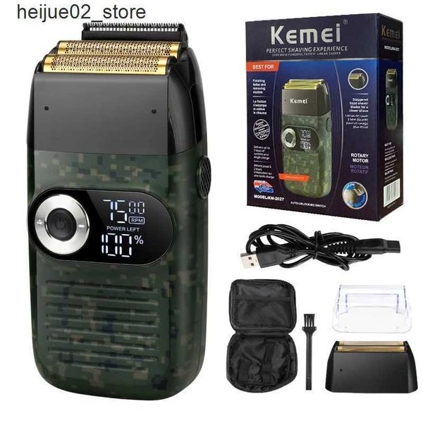 Shavers elettrici Kemei 2 in 1 SHAVER ELETTRICA REALE LCD LCD Portable MENS RECROCATING TRIMMER Q240319