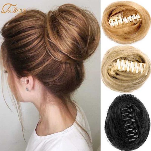 Parrucche sintetiche Ragazze Ricci Scrunchie Chignon con elastico Marrone Nero Anello per capelli sintetici Avvolgere su chignon disordinato Coda di cavallo Cravatta per capelli lisci 240329