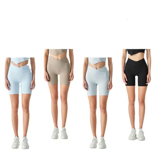 2024Aloyoga Pantaloncini estivi da donna nuovi Pantaloncini da yoga a vita alta, doppie tasche da donna, pantaloni da fitness, pantaloni da ciclismo attillati e ad asciugatura rapida Pantaloncini di marca