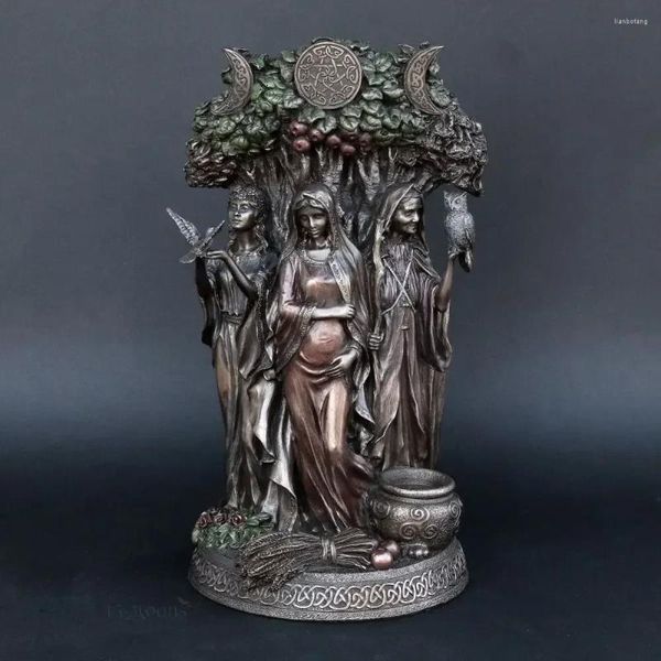 Estatuetas decorativas deusa celta escultura parque jardim decoração ornamentos grécia antiga três fases destinos estátua de resina casa