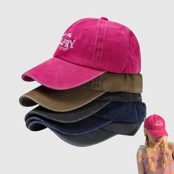 Berretti da baseball Berretto da baseball con lettera primavera-estate Cappello casual regolabile in cotone Colore rosso rosa Cofano ricamato stile Y2K