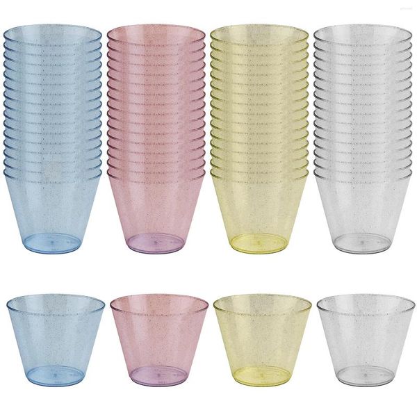 Copos 60pcs Glitter Party Cups 9oz Bebida Reutilizável Multi-Use Clear Tumbler com Ouro Elegante Vinho Champagne