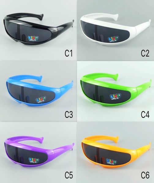 Kinder-Sonnenbrille, Alien-Kinder-Sonnenbrille, coole Sportbrille, bunter Rahmen, 6 Farben, gemischt, Party-Brille, Fischbeine, 5255835