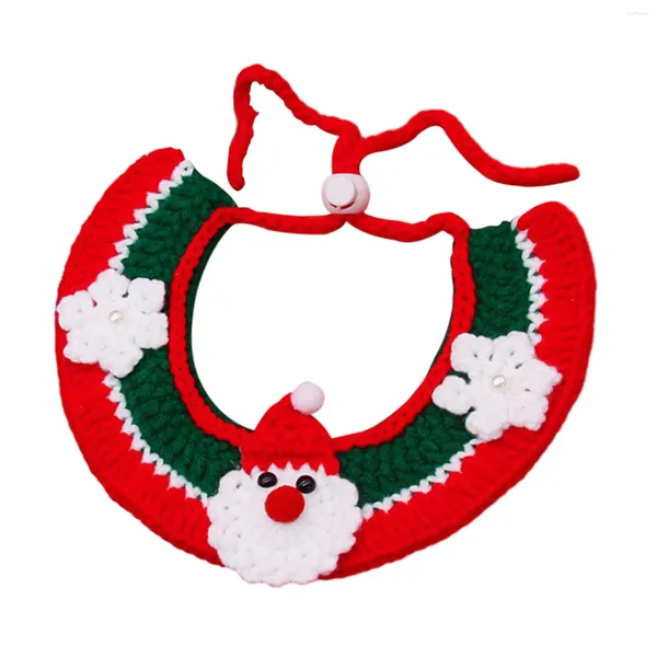 Coleiras para cães Tricô Coleira de gato Papai Noel ajustável Xmas Dress Up Decoração festiva