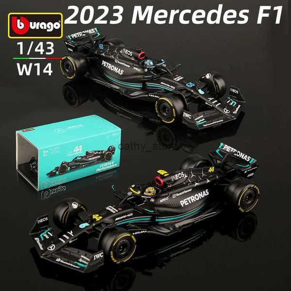 Carros modelo fundido Bburago 1 43 W14 44 # Hamilton Mercedes-AMG Petronas F1 Team #63 Russell Alloy Car Veículos de competição de modelo de carro fundido 2023 SL2403