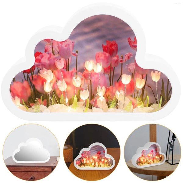 Lâmpadas de mesa artesanais DIY nuvem tulipa espelho luz noturna ornamentos luminosos decoração de quarto desktop plástico