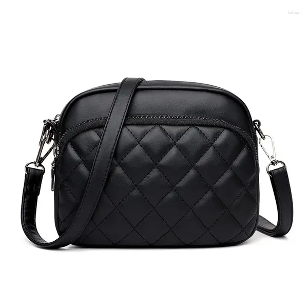 Sacos de ombro diamante treliça bolsa feminina couro do plutônio duplo zíper moda bolsa bolsas grande capacidade telefone satchel para senhoras