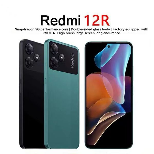 Интеллектуальный мобильный телефон Redmi 12R 5G с полным подключением к сети, двумя картами, двойным режимом ожидания, большим экраном с высокой частотой обновления, длительным сроком службы батареи.