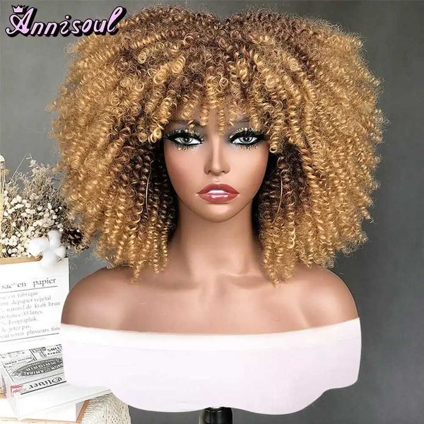 Synthetische Perücken, kurzes Haar, Afro-Perücke, verworren, lockig, mit Pony, Damenperücken, Cosplay, blonde Perücke, synthetische Perücke, Halloween, schwarze Perücke, Rotbraun, 240328 240327