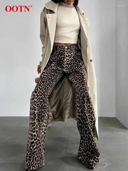 Calças femininas primavera leopardo impressão jogger 2024 estilo de rua calça feminina moda casual cintura alta pernas largas calças femininas outono