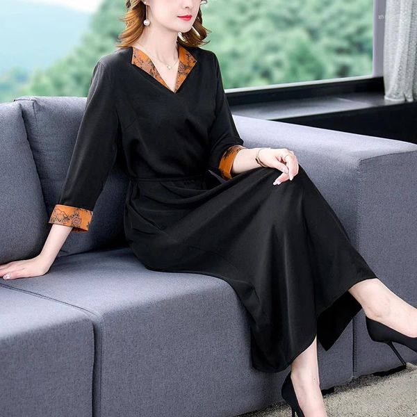 Parti Elbiseleri Siyah 2024 İlkbahar Yaz Kadın Maksi Elbise Günlük Tunikler Zarif Kore Moda Prom Nedime Midi Vintage Ropa Mujer