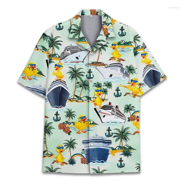 Camicie casual da uomo Camicia con stampa 3d Duck Dogs per uomo Top estivi hawaiani oversize Aloha Lapel Street Bambini maniche corte