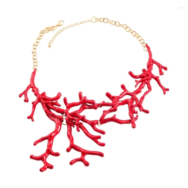 Collane con ciondolo Collana estetica in corallo rosso bohémien Moda semplice catena clavicola Donne Ragazze Gioielli da sposa Festa Regalo di compleanno