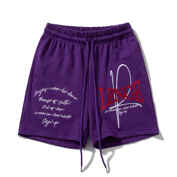 Camicie firmate da uomo Viola Pantaloncini di marca di nuova moda Estate American Street Quattro punti in meno del ricamo al ginocchio Pantaloncini da basket larghi casual