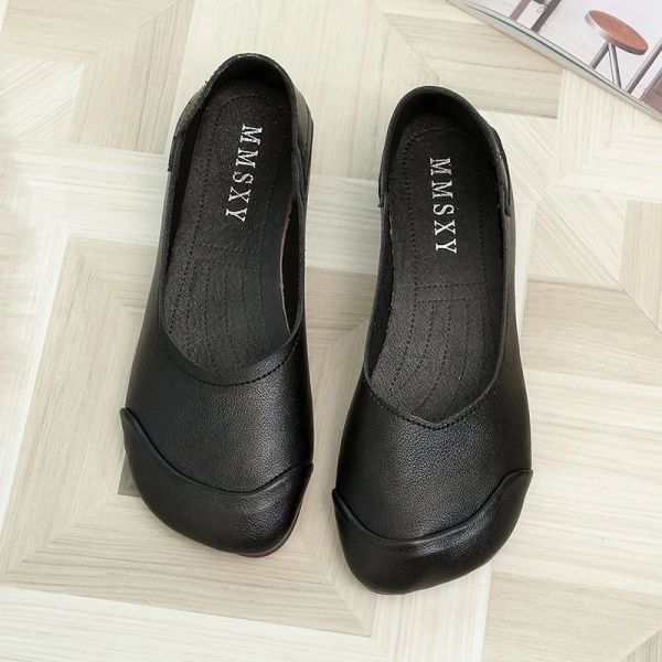 Botas de couro sapatos planos femininos madeirados de couro, sapatos de outono flexíveis, sapatos casuais de mulher