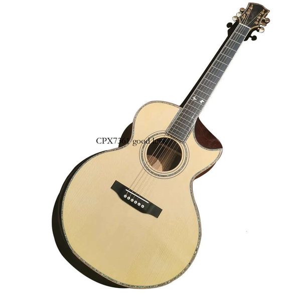 Polegada Full Wood Solid Half Cutaway Guitarra Acústica Folk
