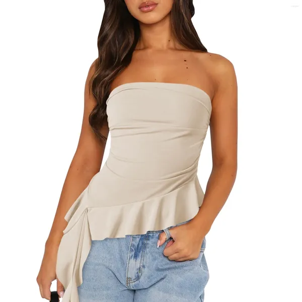 Mulheres camisetas Top de menina picante com uma sensação de alta qualidade vestindo borlas no exterior sexy colete sem alças para roupas femininas moda