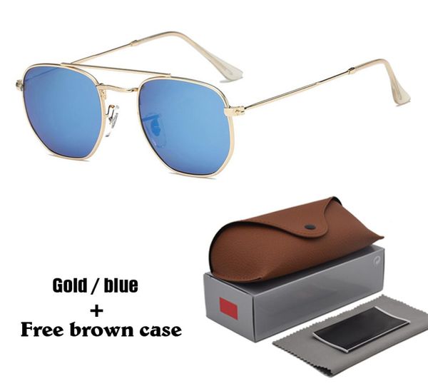 1 Stück Marken-Sonnenbrille für Männer und Frauen, Marken-Designer-Sonnenbrille, allgemeine quadratische Brille, Metallrahmen, UV400-Gläser mit braunen Hüllen, an4844988
