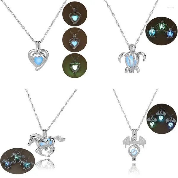 Anhänger Halsketten 3 Farben Mode Leuchtende Halskette Set Für Frauen Herz Schädel Kreuz Glow In The Dark Perlen Kette Party schmuck