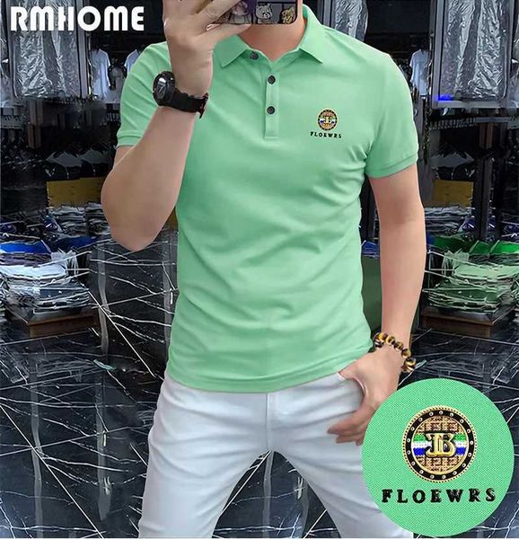 T-shirt da uomo 2023 New Polo T-shirt da uomo risvolto manica corta Business Casual moderno elegante multicolore maschile T-shirt slim abbigliamento confortevole 4XL J240316