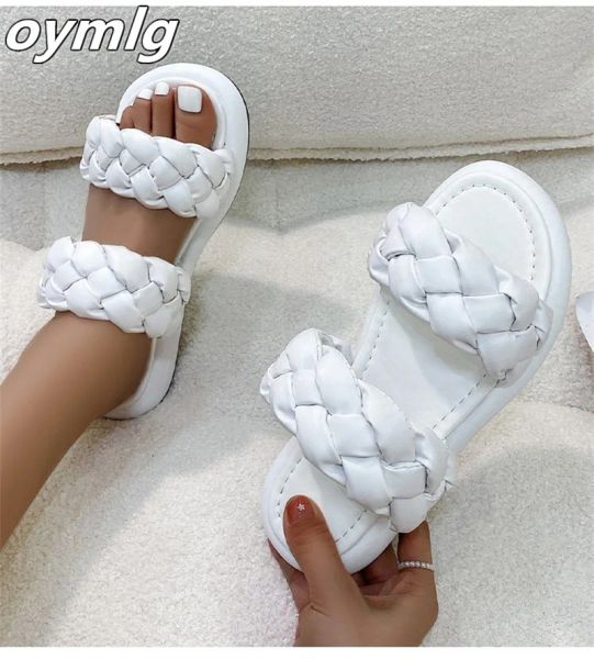 Hausschuhe Sandalen Frauen tragen 2022 Sommer Neues Netz rote Sandalen Frauen Feenwind gewebt Flat Retro Pantoffeln Frauen