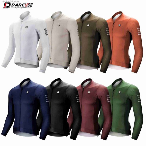 Trikots Darevie Radtrikot Langarm Sommer Pro Aero Slim Fit Langarm Fahrrad Herren Atmungsaktiv Herren Fahrrad Maillot Q240318