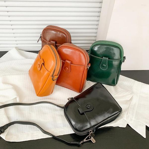 Borse a tracolla Donna Mini borsa in vera pelle Vintage Crossbody Moda Sling Pouch Piccola borsa femminile Classic Oil Wax Bolsa 2024