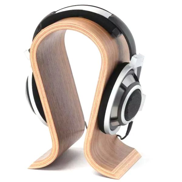 Acessórios 2023 suporte de fone de ouvido de madeira em forma de u suporte de fone de ouvido clássico acabamento de nogueira suporte cabide para escritório em casa estúdio quarto