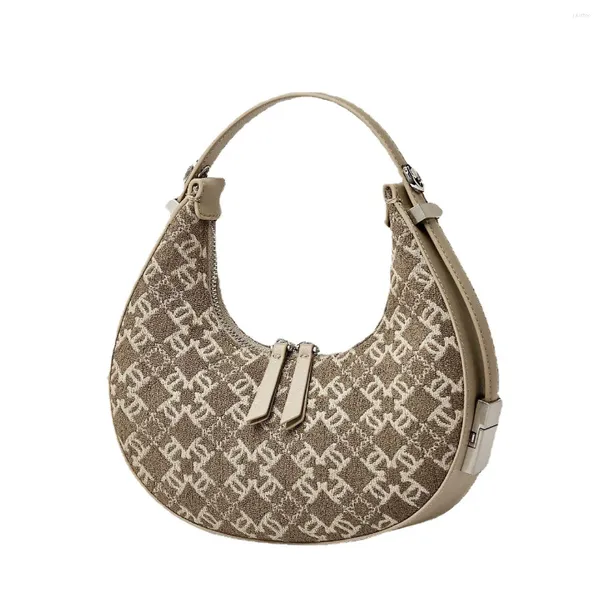 Bolsas de ombro Versáteis Mulheres Crescent Messenger Bag 2024 Jacquard Tecido Luxuoso Mulher Mão