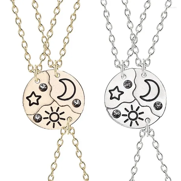 Collane con ciondolo Collana rotonda Sole Stella Luna 3 pezzi Moda Amico per sempre Amicizia BFF Uomini e donne