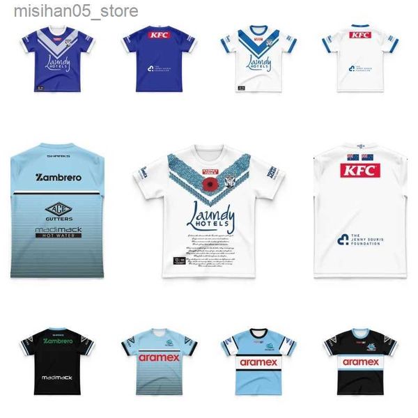 Camisas infantis Bulldogs Kids Home / Away / Indígena / Anzac / Rugby Jersey Cronulla-Sutherland Sharks Jersey Q240318