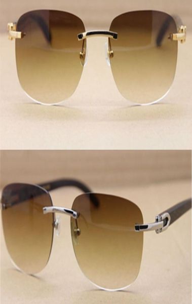 Marke Sonnenbrille Herren Schwarz Buffalo Horn Gläser Braune Sonnenbrille Mode Frauen Randlose Echte Natur Horn Sonnenbrille Top Qualität E6645841