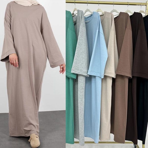 Etnik Giyim Günlük Müslüman Abaya Sweatshirt Kadınlar İçin Uzun Elbise Günlük Giyim Sade Gevşek Abayas İslam Ramazan Eid Dubai Türkiye Arapça