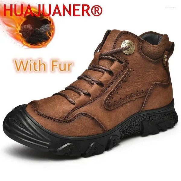 Botas Inverno Khaki Casual Couro Lace-up para Homens Sapatos Motocicleta Brown Tooling Lazer Caminhada Preto Masculino