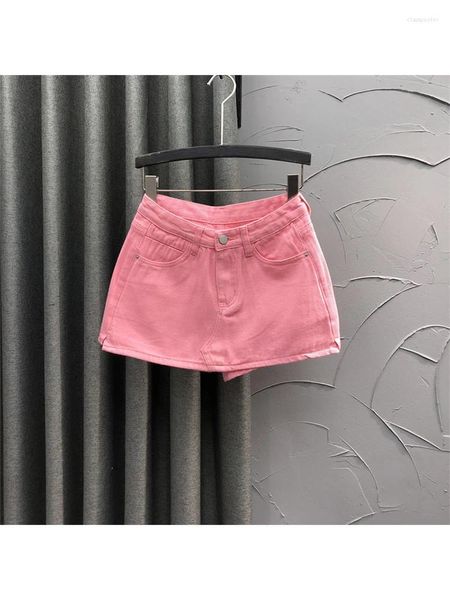 Damen Shorts Rosa Mini Jeansrock Mode Streetwear High Waist Jeans Y2k Koreanisch Harajuku 2000er 90er Jahre Ästhetische Kleidung