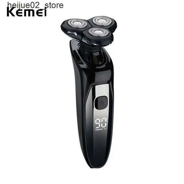 Barbeadores elétricos Kemei tela LCD barbeador elétrico à prova d'água para homens barbeador de barba úmida e seca barbeador facial recarregável adequado para Philips série 7000 Q240318