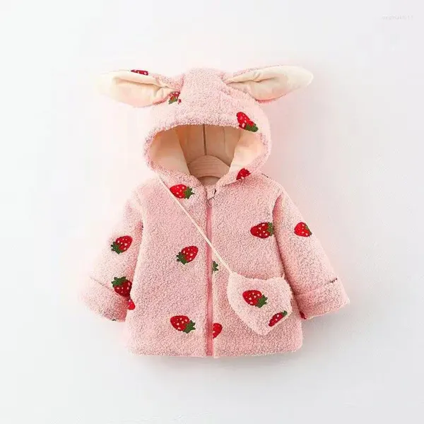 Piumino 1-3 anni Kawaii Born Baby Girls Giacca invernale spessa Plus Velluto con cappuccio Cappotti per bambini Abbigliamento da esterno per bambini